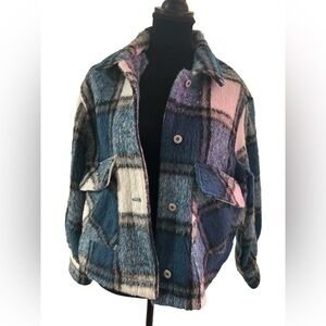 Zara oversized Blue Plaid Women's Jacket shacket